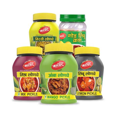 Katdare Pickle combo pack of 5 Mango, Lemon, Sweet Lemon Crush, Mix ...