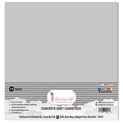 Concrete Grey Cardstock 12x12 - 250 gsm – Dress my craft