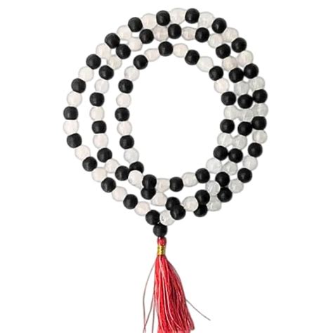 Ekatmane Sphatik and karungali Mala (malai) with Tassel, 108 Beads ...