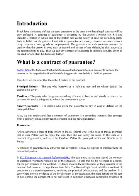 Contract II - Contract of Gurantee - Rights of Surety - Introduction ...