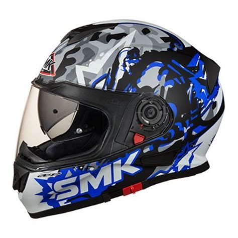 SMK Twister Attack Blue & Black Full Face Bluetooth Helmet - MA256 ...