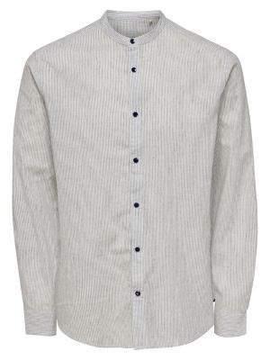 Striped Mandarin-Collar Shirt