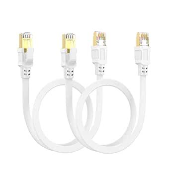 MOSIMLI Short Ethernet Cable 1.5 Ft 2-Pack, High Speed CAT8 Ethernet ...