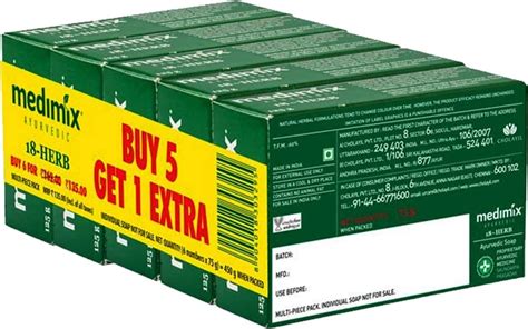 Buy MEDIMIX AYURVEDIC CLASSIC 18 HERBS SOAP 75 GM PACK OF 6 Online ...
