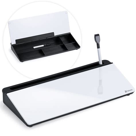Varhomax Glass Desk Whiteboard with Storage, Desk Buddy to-do List Memo ...