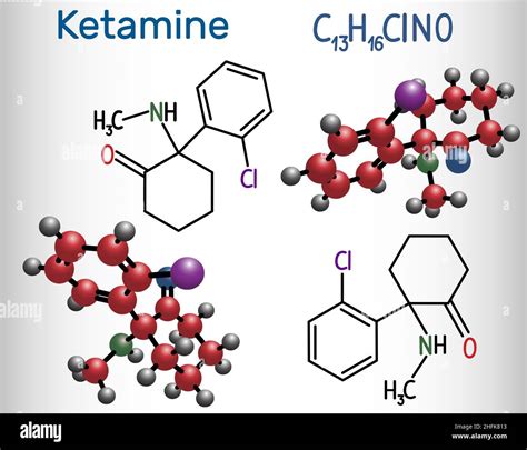 Ketamine molecule. It is used for anesthesia in medicine. Structural chemical formula and ... - structure of ketamine