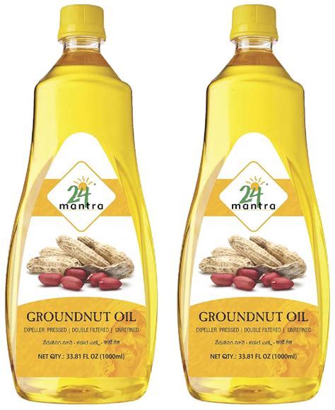24 Mantra Organic Unrefined Groundnut Oil/Moongphali ka Tel- 1 L | Pack ...