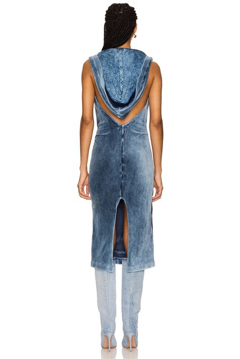 Masha Popova Open Back Cowl Neck Hoodie Dress in Beverly Denim Twilight ...