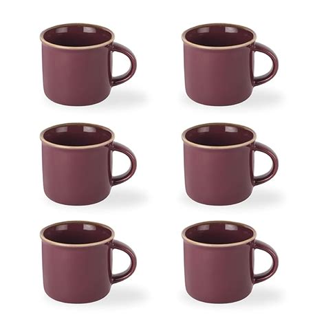 CELLO Estella Nexus Color Royale Plain Mug Set of 6, 90ml, Purple ...