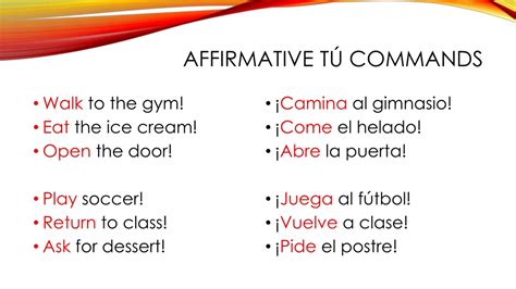 PPT - Review of Affirmative tú commands PowerPoint Presentation, free ...