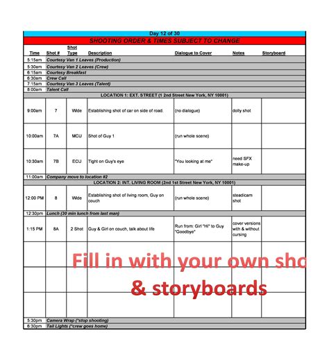 Image result for Shooting Script Template Word