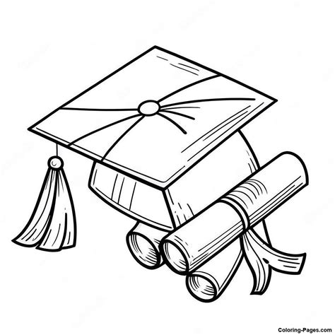 Graduation Cap And Diploma Coloring Page