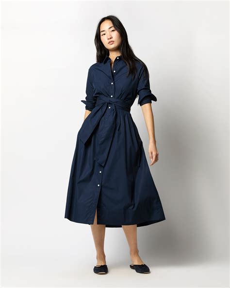Classic Shirtwaist Dress in Navy Poplin | Shop Ann Mashburn