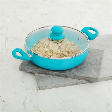 Buy Colour Connect Blue Kadhai with Lid- Induction- Aluminium- 2400ml ...