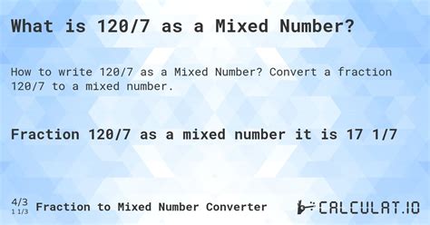 What is 120/7 as a Mixed Number? - Calculatio