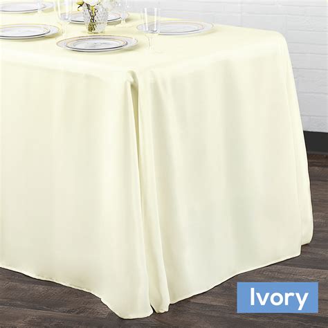 90 x 132 Rectangular Oblong 200 GSM Polyester Tablecloth - Ivory