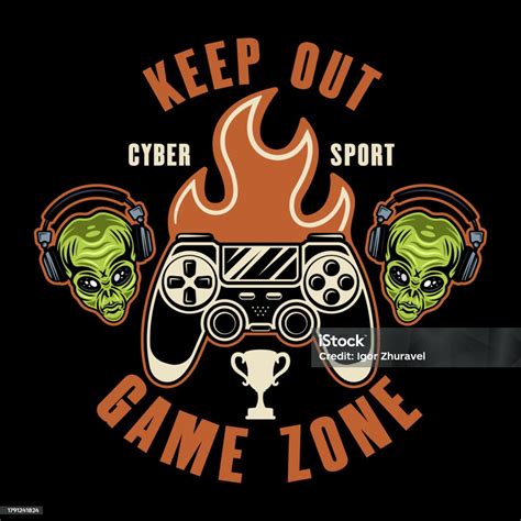 Keep Out Game Zone Vector Sign With Alien Head In Headphones And ...