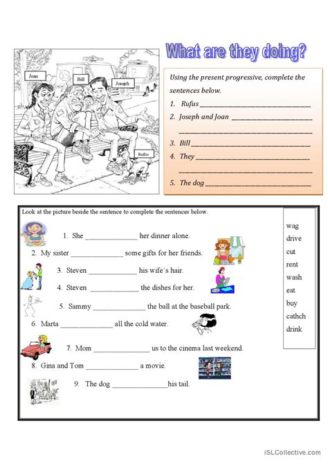 What are they doing?: English ESL worksheets pdf & doc