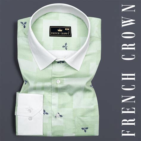 Fringy Green with Stratos blue Casual Prints Premium Cotton Shirt For Men
