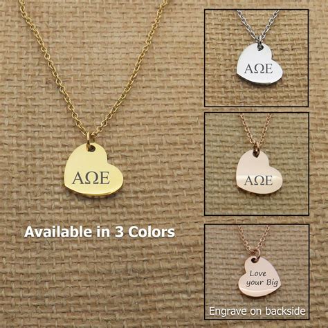 Alpha Omega Epsilon Sorority Heart Necklace, Sorority Jewelry Necklace ...