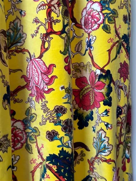 Vintage Style Cotton Velvet Sunshine Yellow Color luxury Curtain, Boho ...