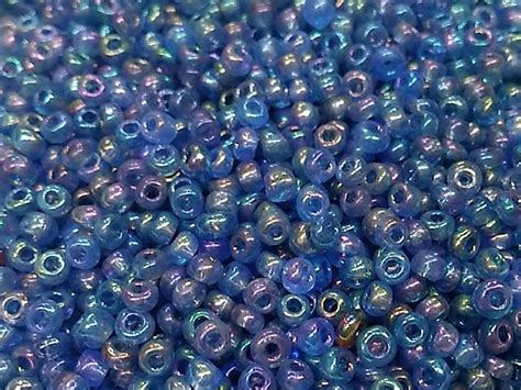 Blue Rainbow Transparent Round Rocaille Glass Seed Beads (Wholesale)