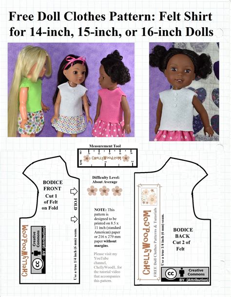 Free printable sewing patterns for 14-inch, 15-inch, and 16-inch dolls ...