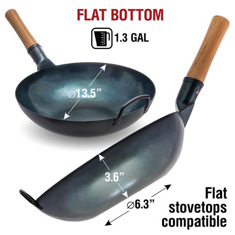 Blue Carbon Steel Wok 13,5-inch (34cm)+Stainless Steel Wok Lid | Yosukata