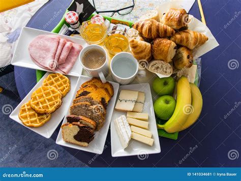 Continental Breakfast Served in Hotel with Croissants, Cheese, Ham ...