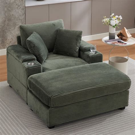 Amazon.com: 50" Oversized Chaise Lounge Chair Indoor with Ottoman and ...