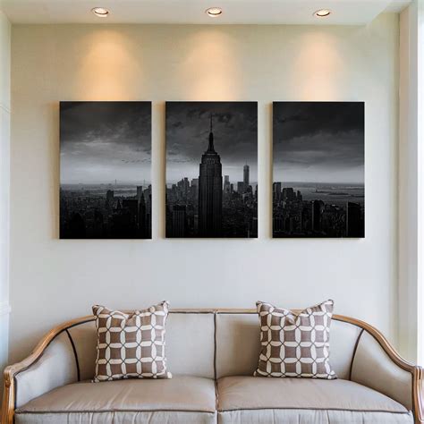 Set of 3 New York Rockefeller View Wall Art Paintings Framed Wall Deco ...