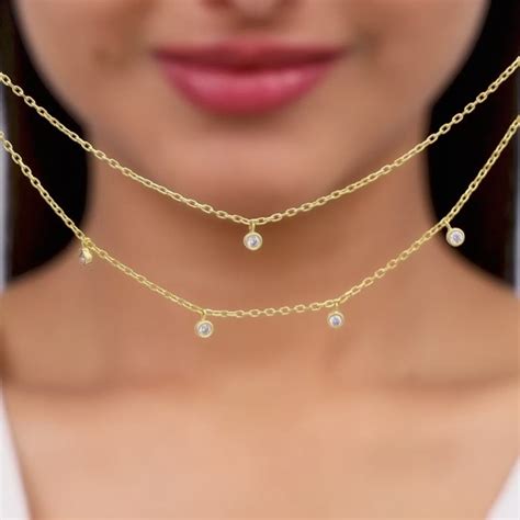 Golden Dual Layer Zircon Necklace – GIVA