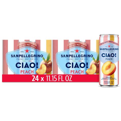 Sanpellegrino CIAO Peach Sparkling Water, Low-Calorie Italian Sparkling ...
