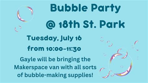 Bubble Party at the Park!, 112 E 16th St , Ferdinand, IN, United States ...