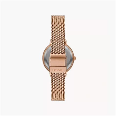Fossil Virginia Three-Hand Rose Gold-Tone Stainless Steel Mesh Watch ...