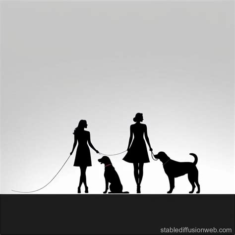 Two Women and a Dog Silhouette | Stable Diffusion en línea