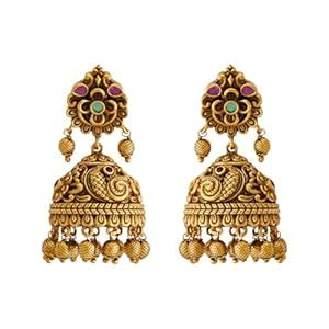 Buy Kushal's Fashion Jewellery Ruby-Green Gold Plated Ethnic Antique ...
