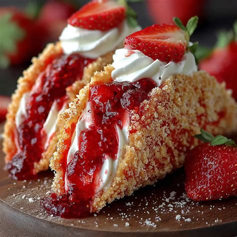 Strawberry Crunch Cheesecake Tacos - Meatydelights