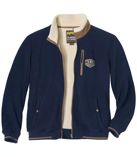 Men's Navy Sherpa-Lined Fleece Jacket | Atlas For Men