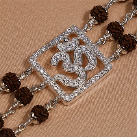 Rudraksha Silver Om Triple Line Bracelet – Prinjal Jewels