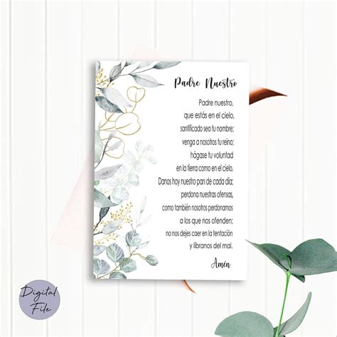 Padre Nuestro, Spanish the Lord's Prayer , Oración Del Padre Nuestro ...