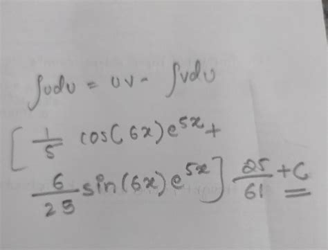 integral of e^(5x)*cos(6x) - brainly.com
