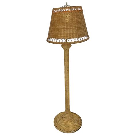 Antique Wicker Floor Lamp For Sale at 1stDibs