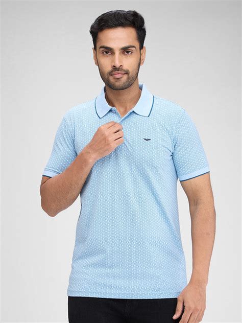 Park Avenue Men Blue Printed Slim Fit Cotton Blend T-Shirt – MyRaymond