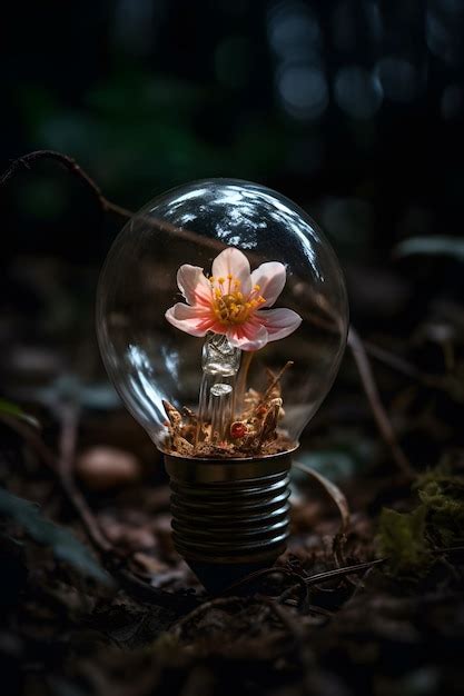 A light bulb with a flower inside it | Premium AI-generated image