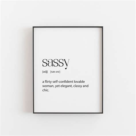 Sassy Definition Print | Digital Download | Minimalist Room Decor ...