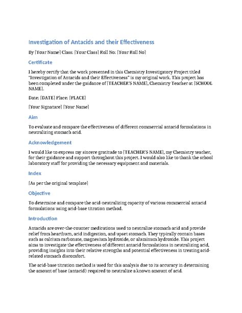 Antacids-project - chemchemchemchem - Investigation of Antacids and ...