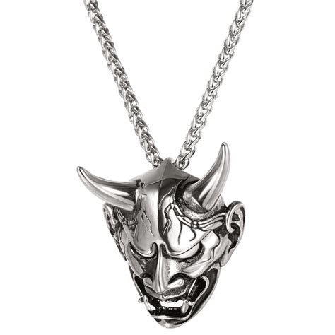 U7 Men Gothic Jewelry Stainless Steel Silver Evil Demon Horn Skull ...