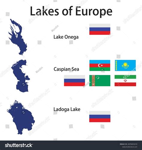 Set Silhouettes Largest Lakes Europe Caspian Stock Vector (Royalty Free ...