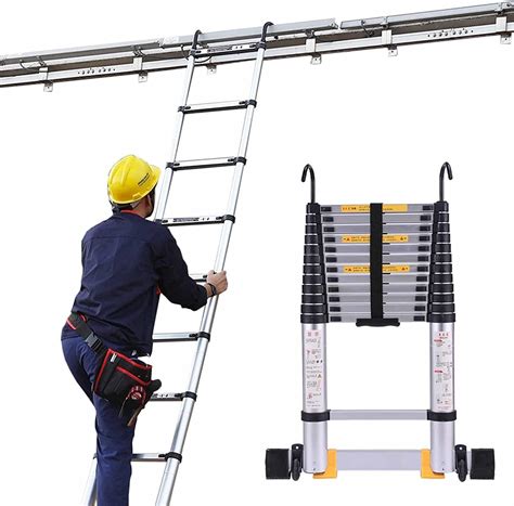 Extendable Aluminum Telescopic Ladder/5M 6.2M 7M 8M Telescopic Extension Ladders with Hooks ...